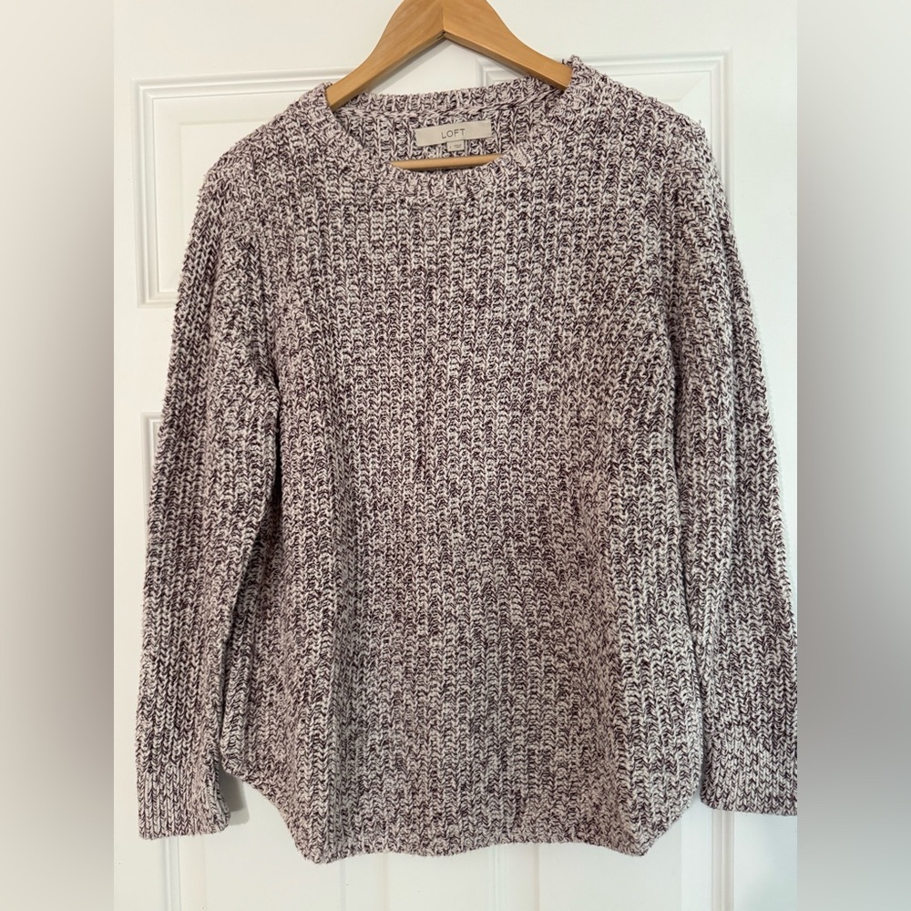 LOFT Cozy Knit Women's Sweater Maroon & Cream